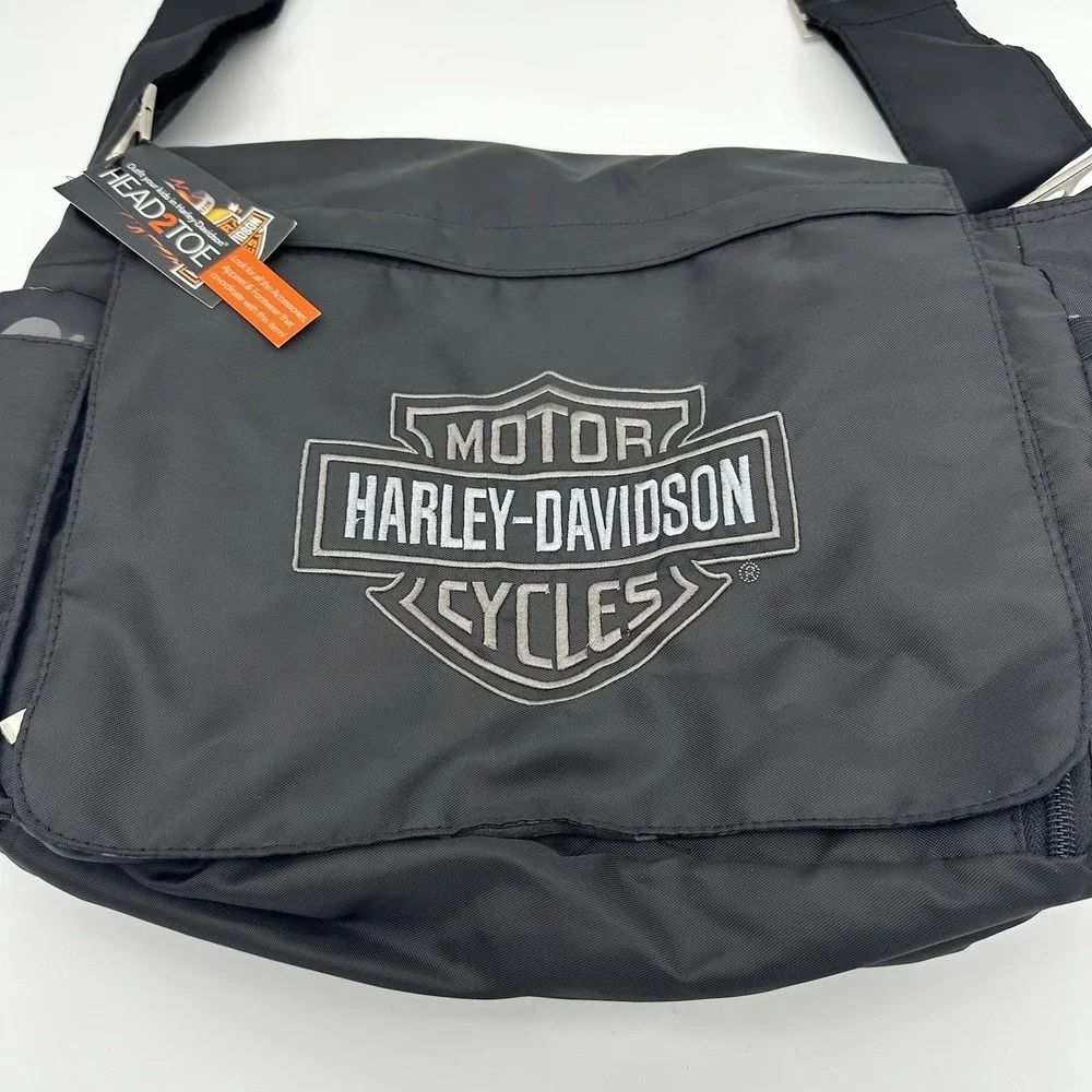 NWT Harley-Davidson Motorcycle Black Diaper Bag Black Skull & Crossbones 17"x14" - Picture 3 of 9